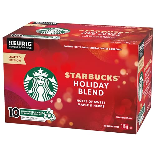 Starbucks Holiday Blend Coffee Pods Bulk Pack, Keurig K-Cup Compatible Capsules, Limited Edition Medium Roast, 60 Count, Large Office Size Festive Seasonal Coffee