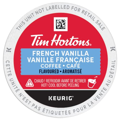 Tim Hortons French Vanilla Flavoured Coffee Pods, Keurig K-Cup Compatible Capsules, Light Roast, 12 Count, Fragrant Dessert Style Sweet Vanilla Coffee
