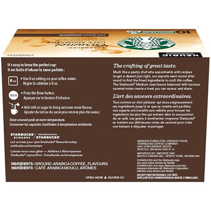 Starbucks Caramel Flavoured Coffee Pods Bulk Pack, Keurig K-Cup Compatible Capsules, Light Roast, 60 Count, Large Office Size Sweet Dessert Style Vanilla Notes