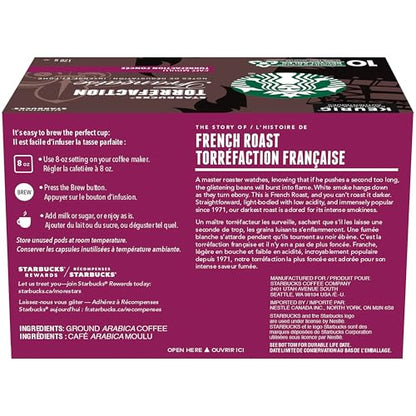 Starbucks French Roast Coffee Pods Bulk Pack, Keurig K-Cup Compatible Capsules, Intense Dark Roast, 60 Count, Large Office Size Powerfully Bold Blend