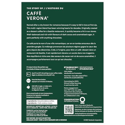 Starbucks Caffe Verona Coffee Pods, Keurig K-Cup Compatible Capsules, Rich Dark Roast, 24 Count, Full-Bodied Dark Roast with Roasty Sweet Profile