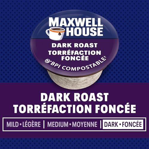 Maxwell House Dark Roast Coffee Pods, Keurig K-Cup Compatible Capsules, Rich Dark Roast, 30 Count, Full-Bodied and Intense Deep Taste
