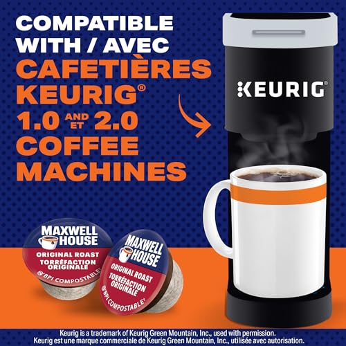 Maxwell House Original Roast Coffee Pods, Keurig K-Cup Compatible Capsules, Medium Roast, 30 Count, Classic and Balanced Signature Canadian & American Taste
