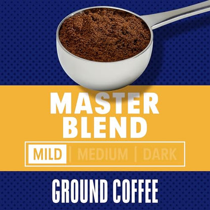 Maxwell House Master Blend Ground Coffee, Mild Light Roast, 11.5 oz Canister, Mellow and Soft Breakfast Cup