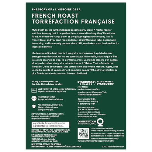 Starbucks French Roast Coffee Pods, Keurig K-Cup Compatible Capsules, Intense Dark Roast, 24 Count, Powerfully Bold and Smoky Extreme Roast