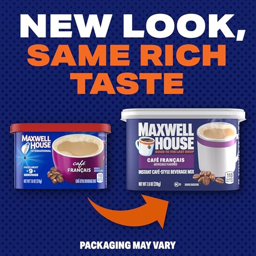 Maxwell House International Cafe Francais Instant Beverage Mix, Cafe-Style Quick Coffee, 7.6 oz Canister, Kosher Dairy