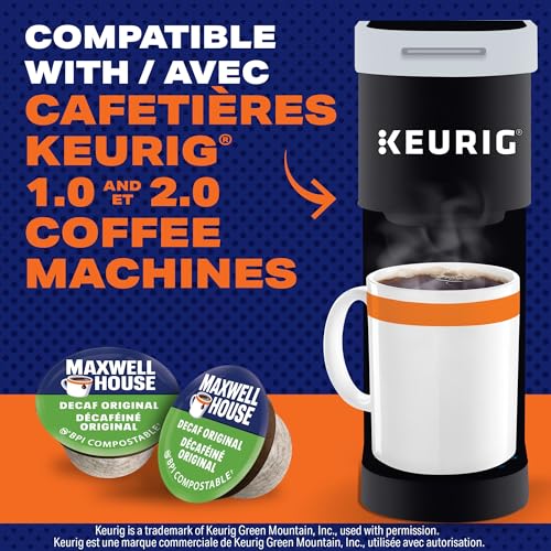 Maxwell House Decaffeinated Original Roast Coffee Pods, Keurig K-Cup Compatible Capsules, Medium Roast Decaffeinated, 30 Count, Smooth Caffeine-Free Signature Blend