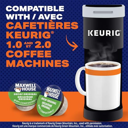 Maxwell House Decaffeinated Original Roast Coffee Pods, Keurig K-Cup Compatible Capsules, Medium Roast Decaffeinated, 30 Count, Smooth Caffeine-Free Signature Blend