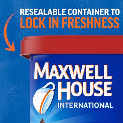 Maxwell House International French Vanilla Café-Style Instant Coffee Beverage Mix Bulk Pack, 33.6 oz (4 ct Pack of 8.4 oz Canisters)
