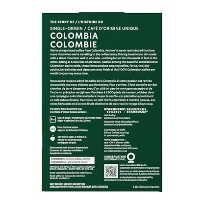 Starbucks Single Origin Colombia Coffee Pods, Keurig K-Cup Compatible Capsules, Medium Roast, 24 Count, Balanced and Round Single-Origin Taste with Juicy Notes