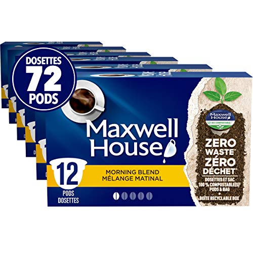 Maxwell House Morning Blend Coffee Pods Bulk Pack, Keurig K-Cup Compatible Capsules, Light Roast, 72 Count (6 Boxes of 12), Bright and Crisp Breakfast Coffee Stock