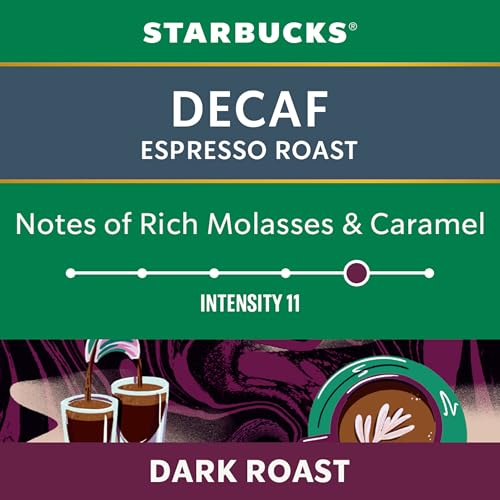 Starbucks by Nespresso Decaf Espresso Roast Coffee Capsules, OriginalLine Compatible, Dark Roast Decaffeinated, Aluminium, 50 Count (5 x 10), Bold Caffeine-Free Pods for Latte