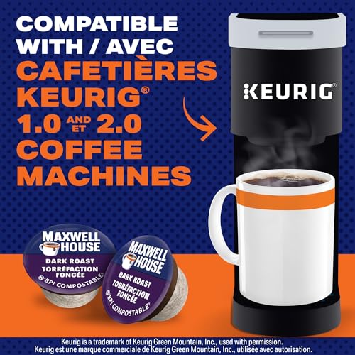 Maxwell House Dark Roast Coffee Pods, Keurig K-Cup Compatible Capsules, Rich Dark Roast, 30 Count, Full-Bodied and Intense Deep Taste
