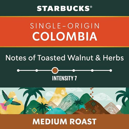 Starbucks for Nespresso Vertuo Single Origin Colombia Coffee Capsules, Medium Roast, Aluminium, 8 Count, Mug (7.7 oz / 230ml), Balanced Pods with Fruity Notes