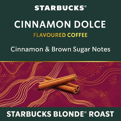 Starbucks for Nespresso Vertuo Cinnamon Dolce Coffee Capsules, Flavoured Light Roast, Aluminium, 10 Count, Mug (7.7 oz / 230ml), Pods with Notes of Cinnamon and Brown Sugar