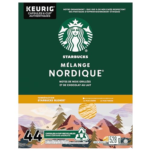 Starbucks True North Blend Coffee Pods, Keurig K-Cup Compatible Capsules, Blonde Roast, 44 Count, Value Pack Mellow Cocoa and Soft Toasted Malt Taste