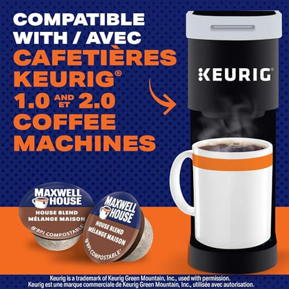 Maxwell House House Blend Coffee Pods Bulk Pack, Keurig K-Cup Compatible Capsules, Medium Roast, 120 Count (4 Boxes of 30), Smooth and Lively Everyday Morning Coffee