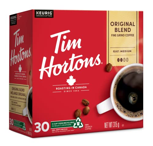 Tim Hortons Original Blend Coffee Pods, Keurig K-Cup Compatible Capsules, Medium Roast, 30 Count, Classic Everyday Rich Morning Mug