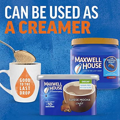 Maxwell House International Suisse Mocha Sugar Free Instant Coffee Drink Mix, Naturally Decaffeinated, 4 oz Canister