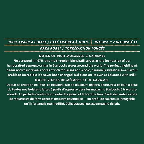 Starbucks for Nespresso Vertuo Dark Espresso Roast Coffee Capsules, Rich Dark Roast, Aluminium, 10 Count, Espresso (1.35 oz / 40ml), Intense Pods with Molasses Notes