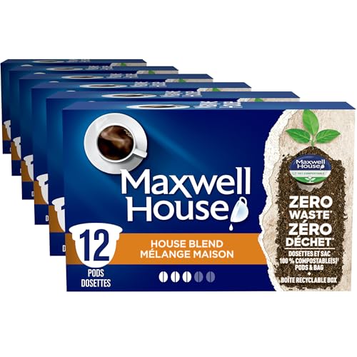 Maxwell House House Blend Coffee Pods Bulk Pack, Keurig K-Cup Compatible Capsules, Medium Roast, 72 Count (6 Boxes of 12), Lively and Balanced Everyday Coffee Stock