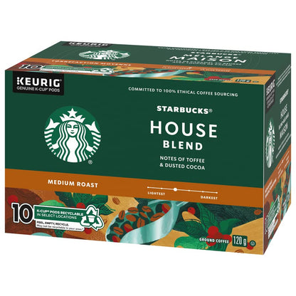 Starbucks House Blend Coffee Pods Bulk Pack, Keurig K-Cup Compatible Capsules, Medium Roast, 60 Count, Large Office Size Clean and Recipe-Driven Taste